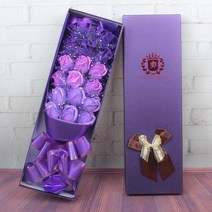 국경일 크리에이티브 장미비누 18송이 꽃다발 선물세트 남여생 선생님 와이프 절친 생일선물, 35 【블랙박스】18송이花束 보라（핸드백）
