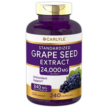 Carlyle Grape Seed Extract 24 000 mg Equivalent 칼라일 포도씨 추출물 강력한 항산화제, 240 정