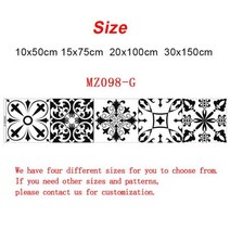 접착식 데코타일 바닥 단열벽지 바닥셀프시공 붙이는 장판 화장실 욕실벽보드 흑백 방수 레트로 스트립 타일 벽 스티커 욕실 주방 계단 테이블 장식 벽지 스틱 아트 벽화, 10cmX50cmX1pcs, MZ098 G