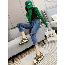 블랙 스트레이트 레그 청바지