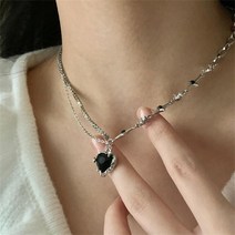 별 목걸이 펜던트 비즈 Kpop-크리스탈 블랙 하트 여성용 스타 초커 쇄골 체인 Y2K 액세서리 미적 주얼리
