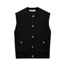 자라 골드버튼 포켓 니트 조끼 베스트 zara