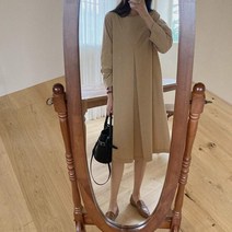 마롱패션 배색 스티치 베이지 블랙 여성 봄 여름 원피스