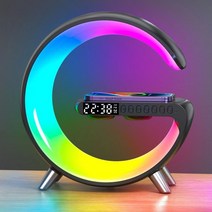 Picky Virgo 침실무드등+ led 시계+블루투스스피커+무선충전 4in1, 블랙