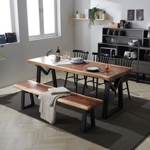 헤이미쉬홈 니오 모던 뉴송 우드슬랩 통원목 6인용 식탁세트 1600 A, 월넛