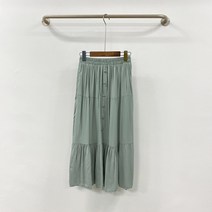 로이오 버튼 셔링 밴딩 캉캉 플레어 롱 스커트
