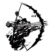 대형 스티커 헌터 차량용 궁수 스티커, 흰색, M