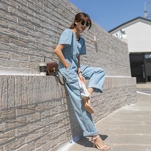 [나크21] 셔링슬리브 데님 점프수트 DM22-O-23