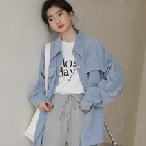 여성 코듀로이 솔리드 롱 긴팔 셔츠