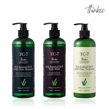 띵코 TC-7 켈프 씨위드 허브 스칼프 샴푸/헤어트리트먼트/바디워시 다시마추출물 택1 500ml 총3세트, [500ml] 샴푸x2+트리트먼트x1