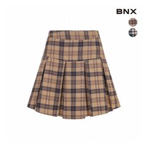 비엔엑스 BNX 여성 옆 지퍼 체크 주름 미니 스커트