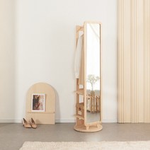 행복 원목 1720 회전형 행거 수납 전신거울 전신경