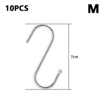 10Pcs S 모양의 스테인레스 스틸 옷걸이 후크 다기능 금속 걸려 후크 의류 스토리지 랙 도구 주방 가구, 10pcs Middle