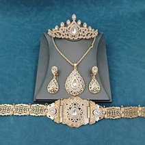 아라비아 웨딩 쥬얼리 세트 로브 드레스 belt 귀걸이 넥걸이 모로코 금속 허리 체인 신부 크라운 헤드