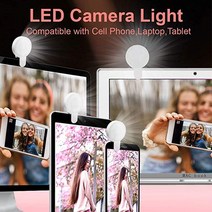 유튜브조명 자연광조명 방송조명 지속광조명 영상 mini clip on selfie ring light led for cell phone 노트북 카메라 비디오 사진촬영 브이로그, 하얀