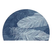 반원형 북유럽 도어 매트 모로칸 반원러그 반원형 반달 발매트 북유럽 방바닥, 푸른 깃털 반원 + 50CM x 75CM