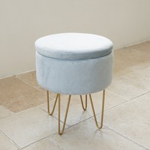 [한정수량 특가] 화장대 의자 수납 스툴 스틸 원목 다리 3colors, 블루
