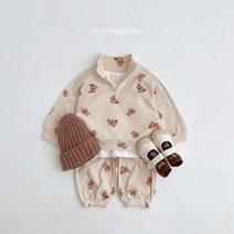 2023 와플 아노락 상하세트 곰돌이 상하복 유아 여아 남아 자매 남매 아기 집업 트레이닝복 바지