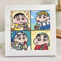 Tscorp 액자형 보석십자수 DIY 큐빅 비즈 산리오 피카츄 짱구 도라에몽, 짱구-07
