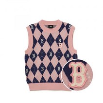 (정품)MLB 엠엘비 여성 아가일 모노그램 베스트 BOS (L.Pink)
