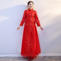셀프웨딩드레스 전통혼례복 2021봄 빨간색 중국스타일 웨딩드레스 예복 신부 결혼식예복 외출 출가 결혼복
