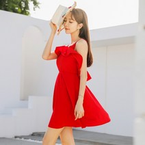 벤디스 백리스 쉬폰 미니 비치 여름원피스 드레스 정글레드 H290