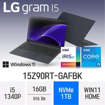 [오늘출발] LG전자 2023 그램15 15Z90RT-GAFBK - 최신형 인강용 노트북, WIN11 Home, 16GB, 1TB, 코어i5, B