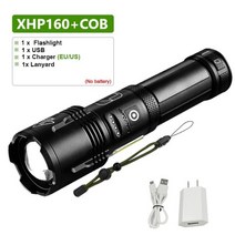 초강광led손전등 야외용고휘도손전등 연기투시랜턴 xhp160 새로운 led 손전등 루멘, xhp160 b, 상자