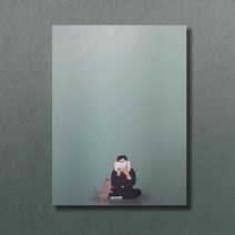 윤동주 시인 귀여운 고양이 카키색 메모지