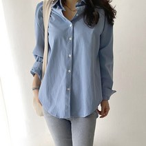 네모 여성용 베이직코튼 블라우스