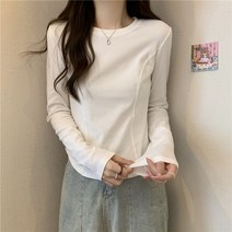 POMTOR 빅사이즈 통통mm 긴팔티셔츠 여춘추 정어깨 날씬해 보이는 디자인 이너웨어 상의 트렌드