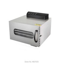 6 쟁반 음식 탈수기 스테인레스 스틸 건조기 애완 동물 간식 해산물 향기로운 차 과일 야채 허브 고기 건조, 01 라이트 그레이_04 UK_02 220V