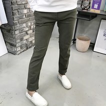 용된다 남성용 코튼 스판 빅사이즈 밴딩 슬림핏 면바지