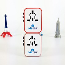 해외여행용 어댑터 4USB 고속충전 고급형, 레드