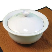 단고재 백자 달개비문양 꽃 찜기 (대) / 반찬 죽 간식용기 등, 높이 5.9cm