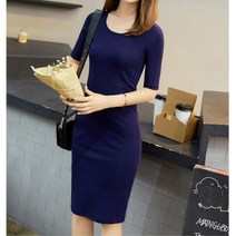 여성 꾸안꾸 집앞패션 슬림핏 무릎 원피스 외출복 코디편한 마실 맘등원룩