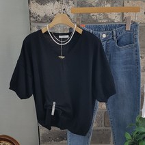 상상그이상 여성용 국내제작 뱀부 크라운 브이넥 반팔니트 데일리룩 심플 무지 니트티셔츠 체형커버 부드러운 니트