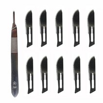 칼소독기 칼 도마 살균기 메스 조합 스테인레스 스틸 살균 외과 블레이드 1115 23 산업 절단 호일 조각 수, 11 1 handle10pcs No.10