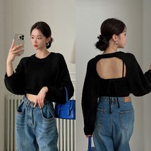 퍼니걸스 6208 루즈핏 라운드 트임 볼레로 긴팔 니트 여성의류