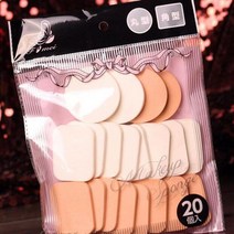 DM 1+1 사각 원형 메이크업 퍼프 20P 스펀지 파운데이션, 원형사각혼합, 20P+20P