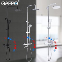 온도 조절 샤워 시스템 크롬 검은색 수도꼭지 욕실 목욕 샤워 믹서 세트 폭포 레인 샤워 헤드 욕조 탭