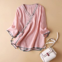 BEARANDPANDA 에스닉풍 바캉스여행룩 자수 린넨블라우스