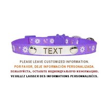 고양이 하네스 목줄 가슴줄 앞섬방지 산책줄 ID 안전 버클 강아지 칼라 조절 가능한 명판 조각 스테인레스 스틸 나일론 새끼 목걸이, S, sun-purple