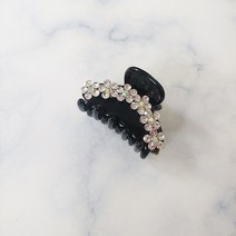SUNNYDAY 고급 꽃 큐빅 범벅 미니 반달 집게핀 앞머리 옆머리 고정핀 헤어집게 머리집게 성인 여성 헤어핀 머리핀 삔 AAA9