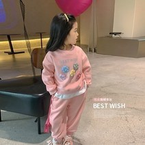아짱 키즈여아 상하세트 바지 팬츠 유아 상하복 투피스 세트 가을 겨울 북유럽 나들이룩 보석꽃상하세트