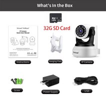 CCTV Sricam-SP017 HD 3.0MP IP 카메라 4X 줌 미니 무선 스마트 홈 CCTV 모바일 원격 360 ° 보기 실내, 02 Camera 32G Card_03 AU 플러그