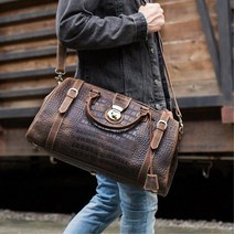 악어무늬천연가죽 클래식 남성보스턴백 댄서가방 연습신발 남자 운동 생활방수 짐가방