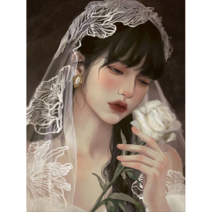 우드 직소퍼즐 복고 웨딩 드레스 입은 신부 러브 웨딩드레스 걸 일러스트 사랑 담아 있는 결혼선물 성인 장난감 인테리어소품 300 500 1000피스, 예븐 신부17