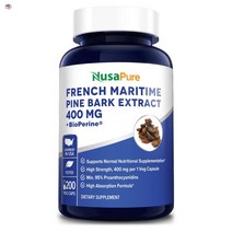 누사퓨어 프렌치 파인 바크 소나무 껍질 추출물 400mg 200캡슐 약 200일분, 상품선택, 1개