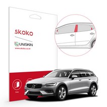 스코코 볼보 V60 크로스 컨트리 2020 유니스킨 도어필러세트 PPF 보호필름, V60 크로스컨트리 2020 도어필러세트:01-3. 카본패턴_버건디